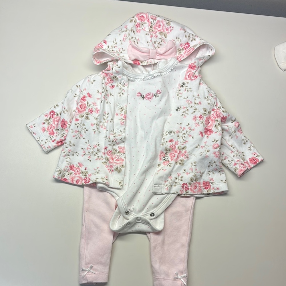 Little Me Floral Baby Outfit with Hoodie- 3-6 Month
